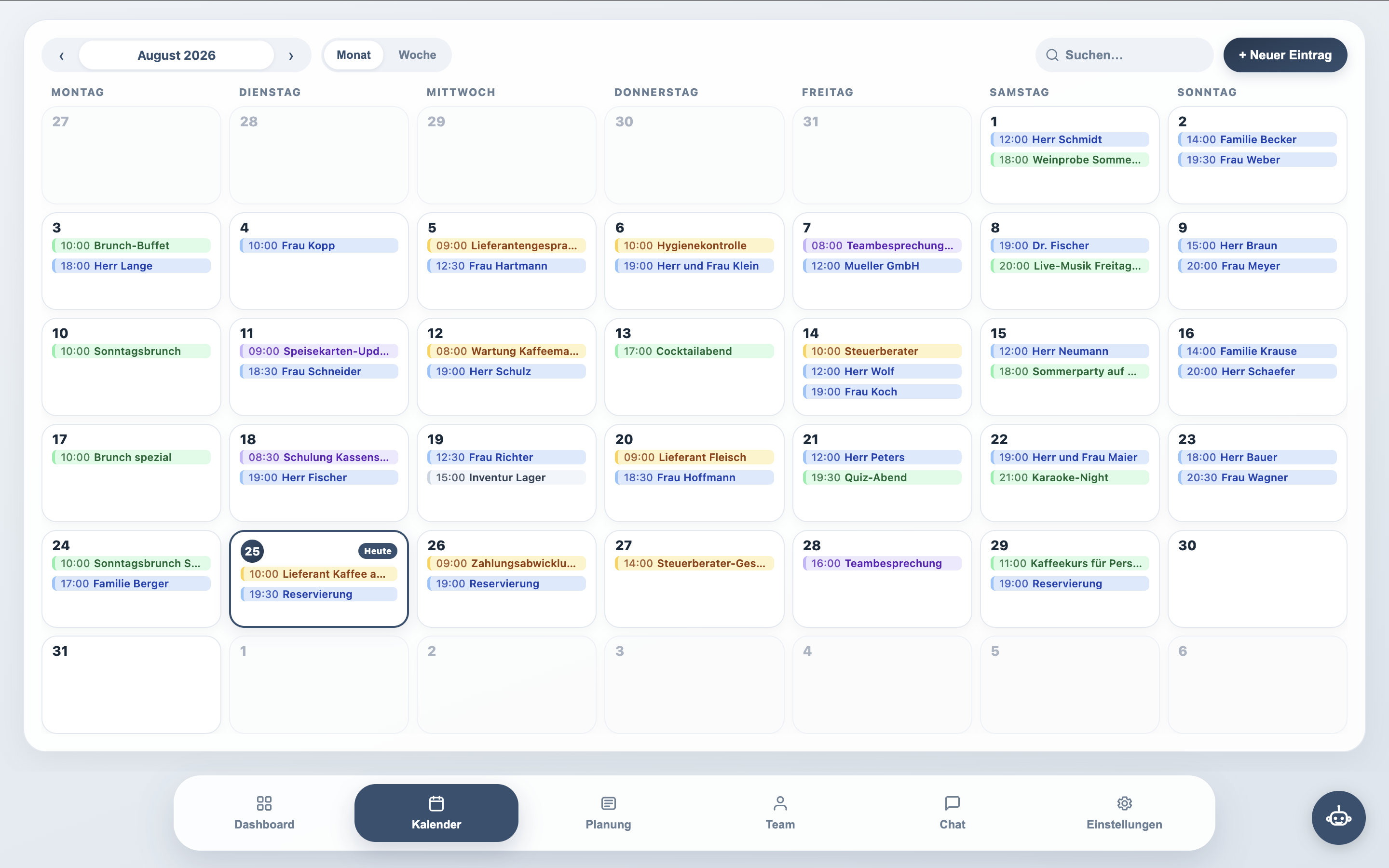 Schichtwerk Kalender — Monatsansicht